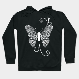 Butterfly Doodle Pattern - White, Hoodie